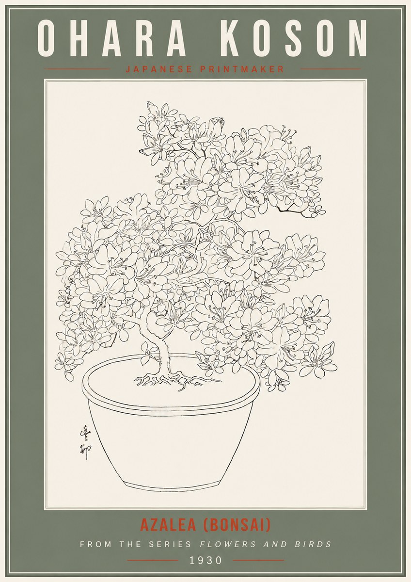Ohara Koson Azalea (Bonsai) No2 - Affiche
