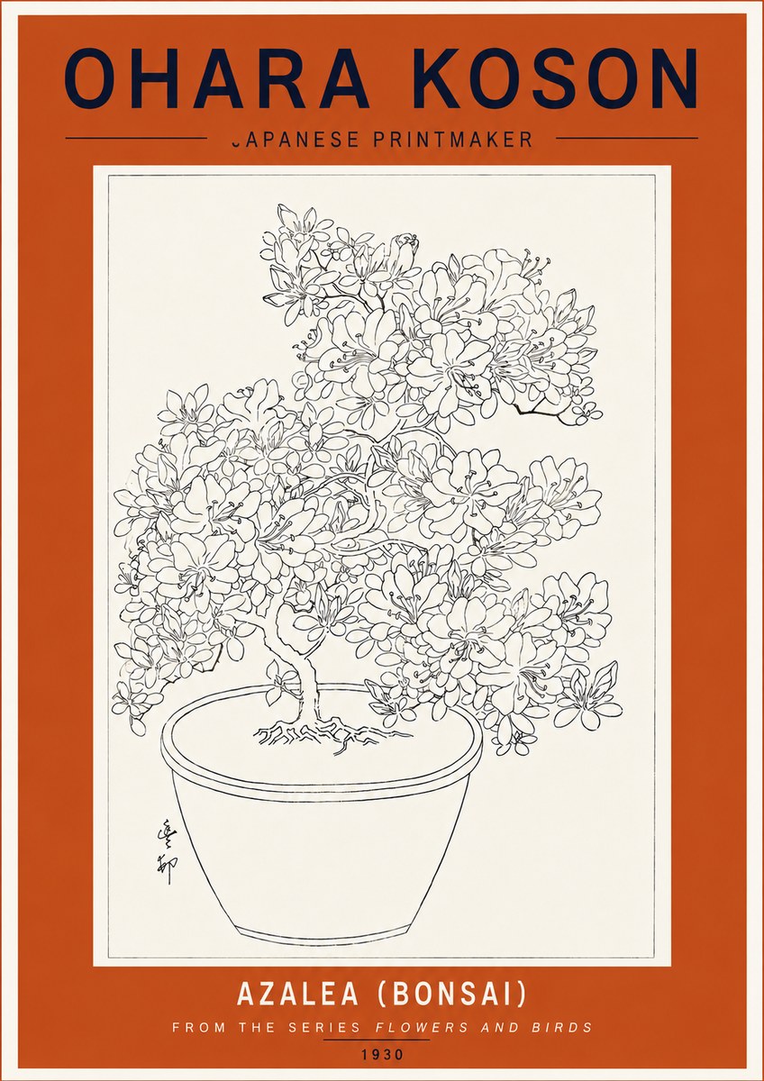 Ohara Koson Azalea (Bonsai) No5 - Affiche