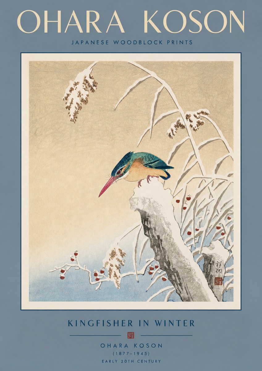 Ohara Koson Kingfisher in Winter II No3 - Affiche