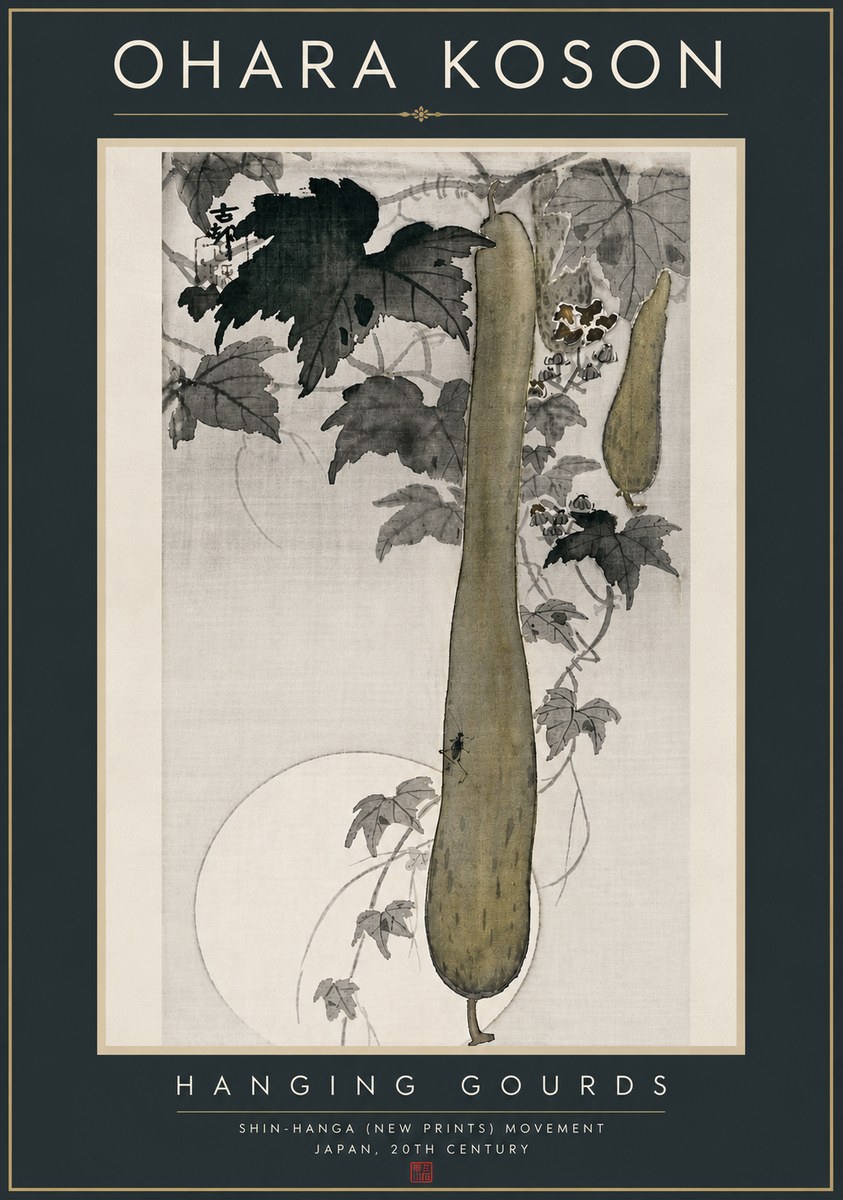 Ohara Koson Hanging Gourds No6 - Affiche