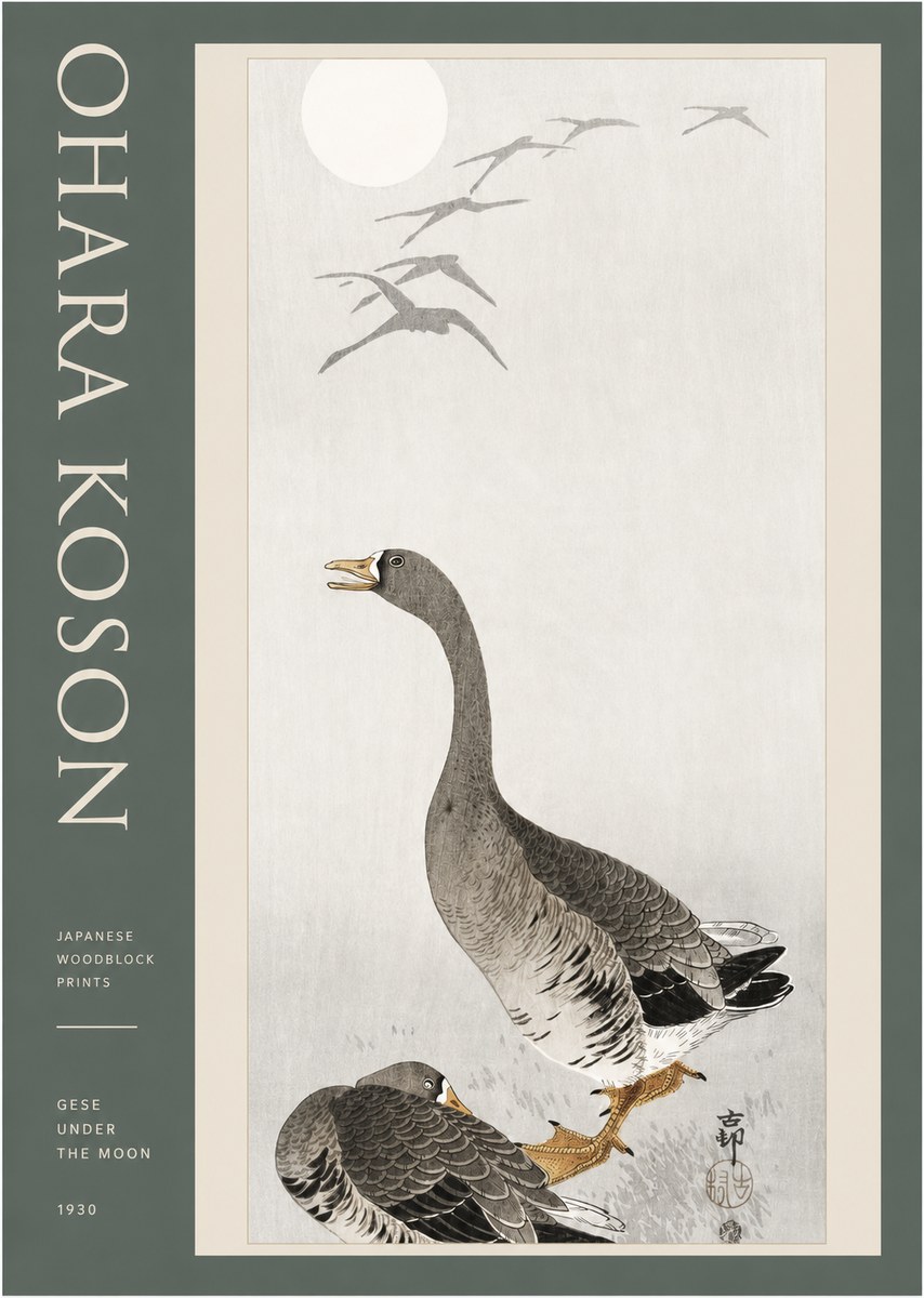 Ohara Koson Gese Under the Moon No2 - Affiche