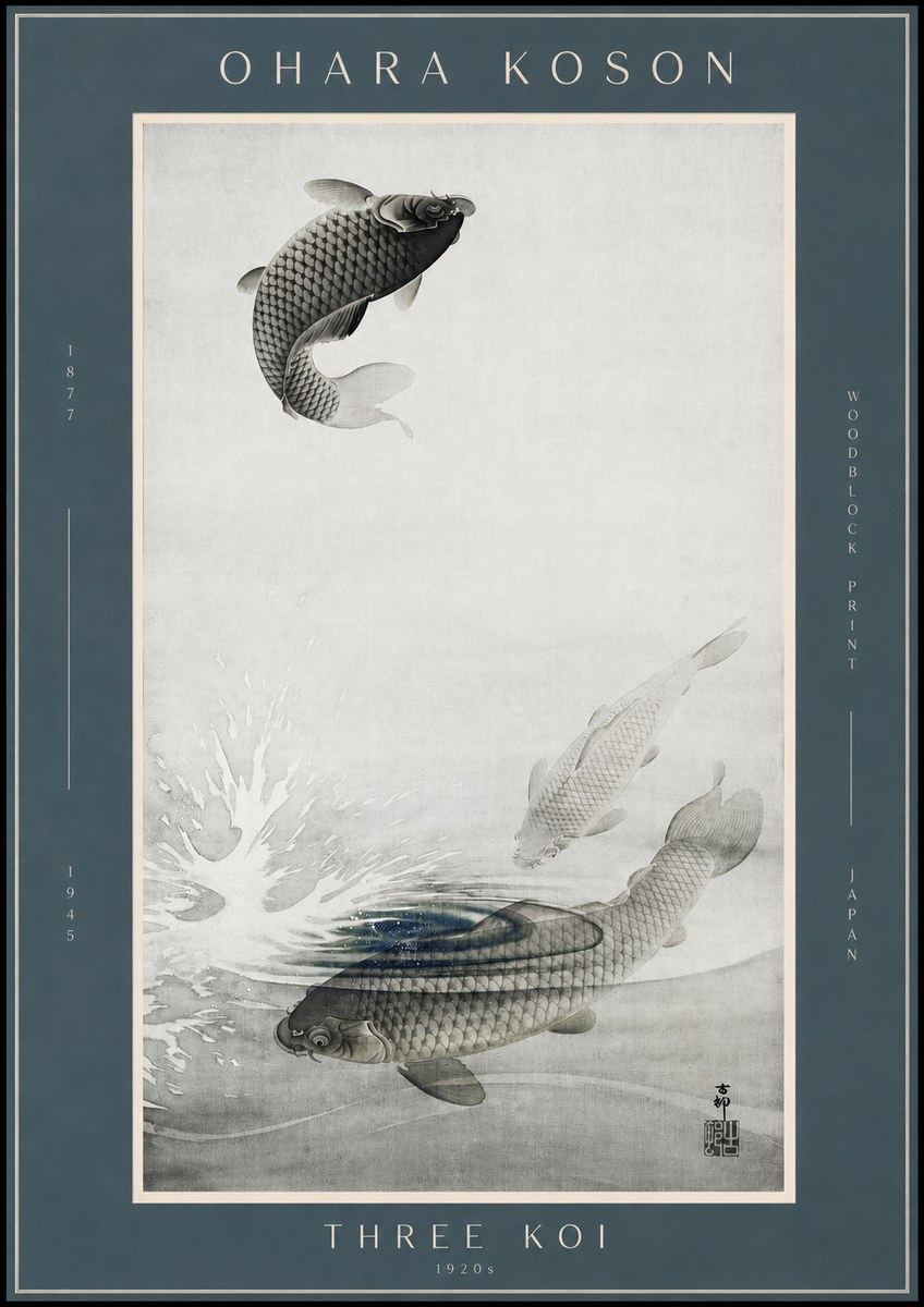 Ohara Koson Three Koi No2 - Affiche