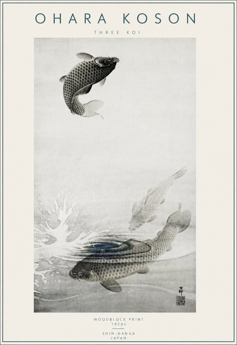 Ohara Koson Three Koi No4 - Affiche