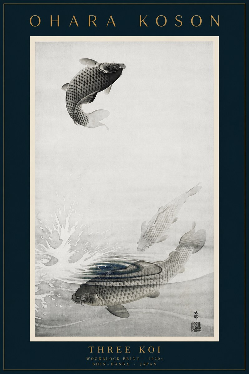 Ohara Koson Three Koi No6 - Affiche