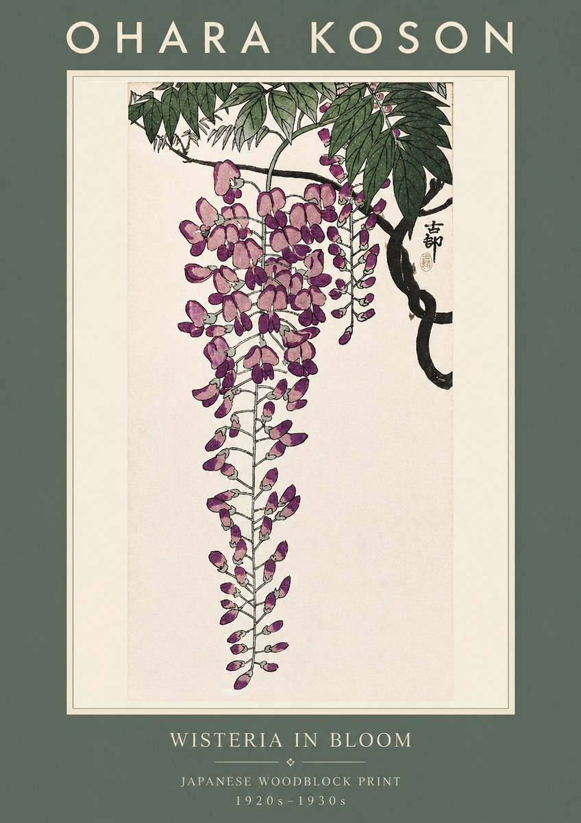 Ohara Koson Wisteria in Bloom No2 - Affiche