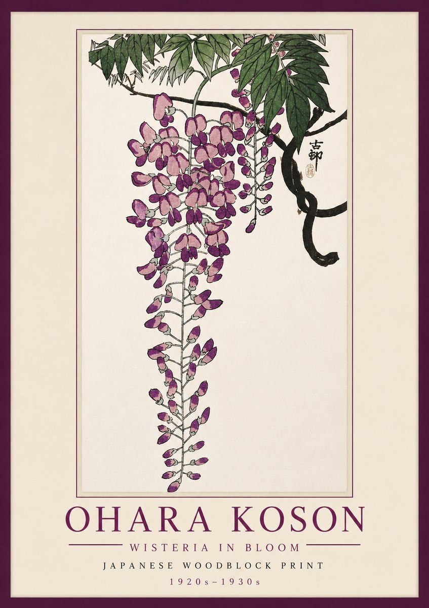 Ohara Koson Wisteria in Bloom No5 - Affiche