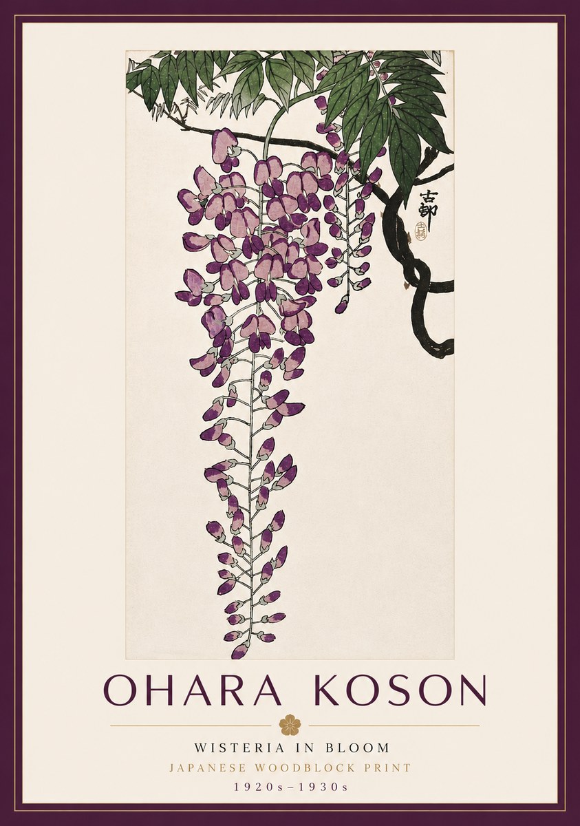 Ohara Koson Wisteria in Bloom No6 - Affiche