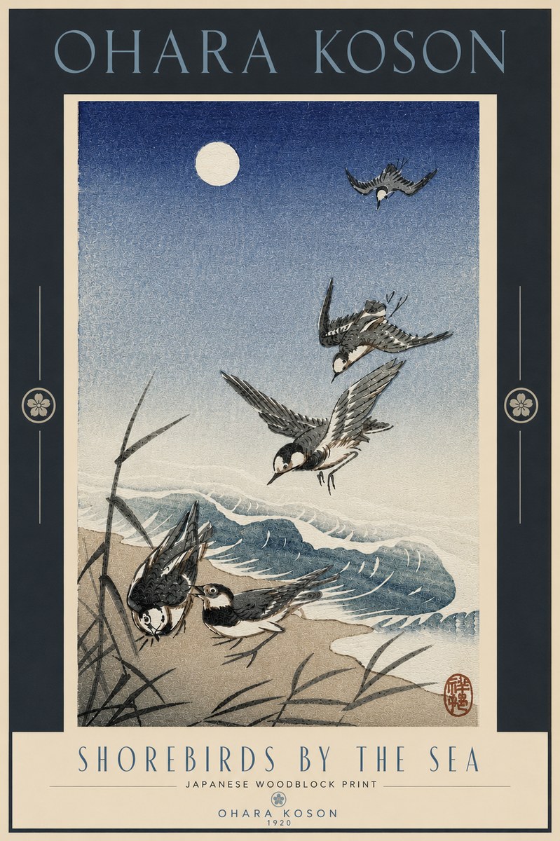 Ohara Koson Shorebirds by the Sea No4 - Affiche