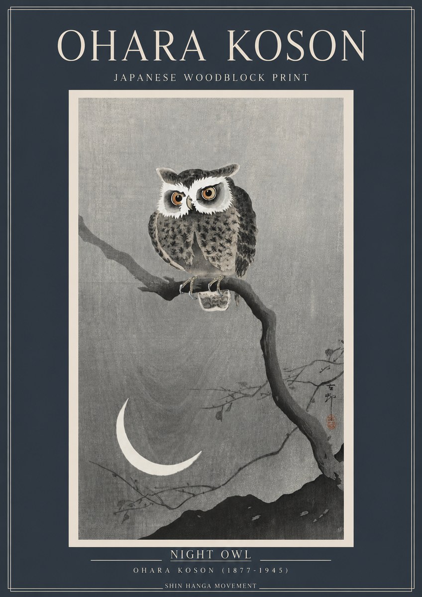 Ohara Koson Night Owl No2 - Affiche