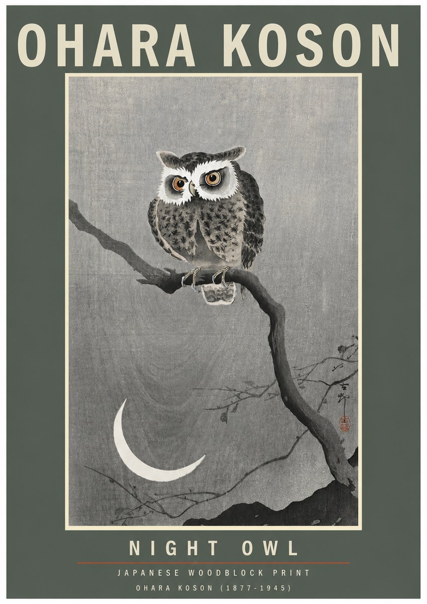 Ohara Koson Night Owl No3 - Affiche