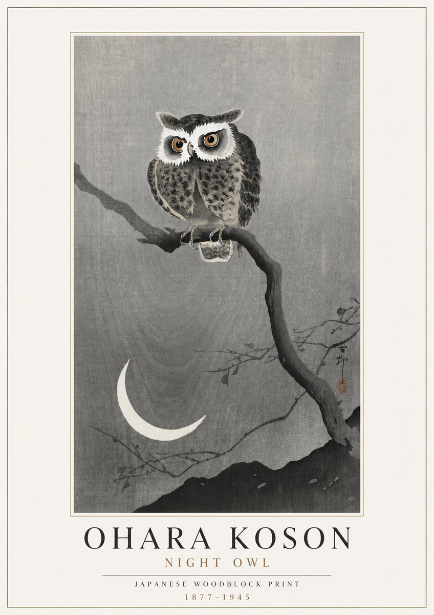Ohara Koson Night Owl No4 - Affiche