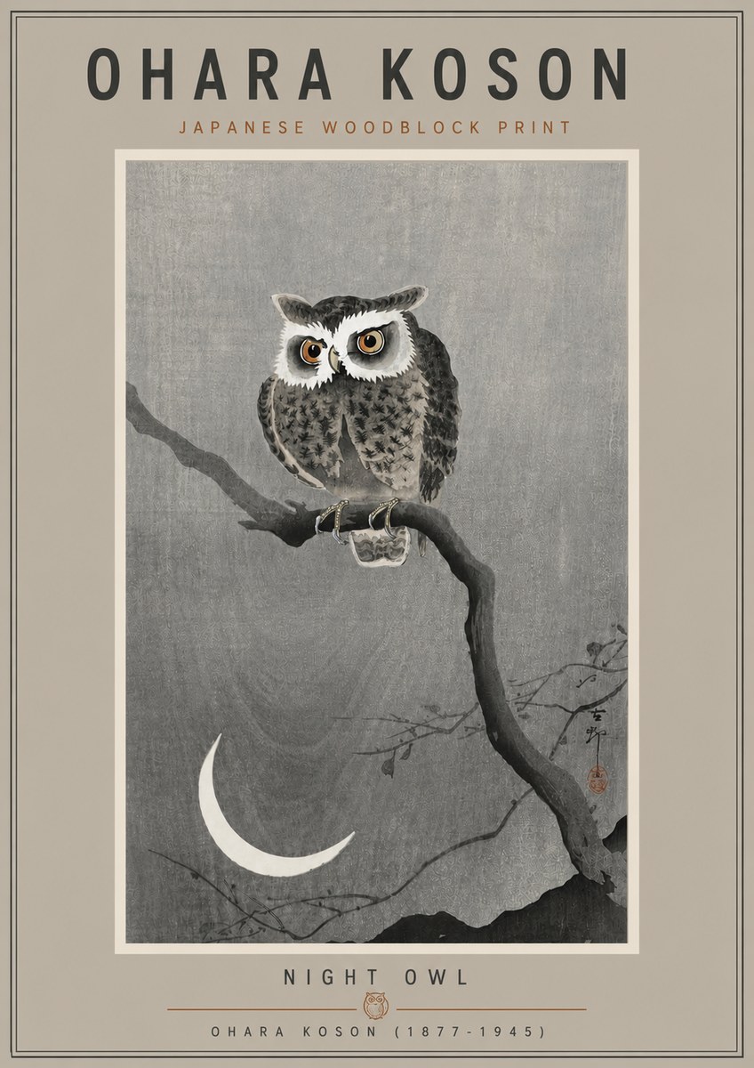 Ohara Koson Night Owl No5 - Affiche