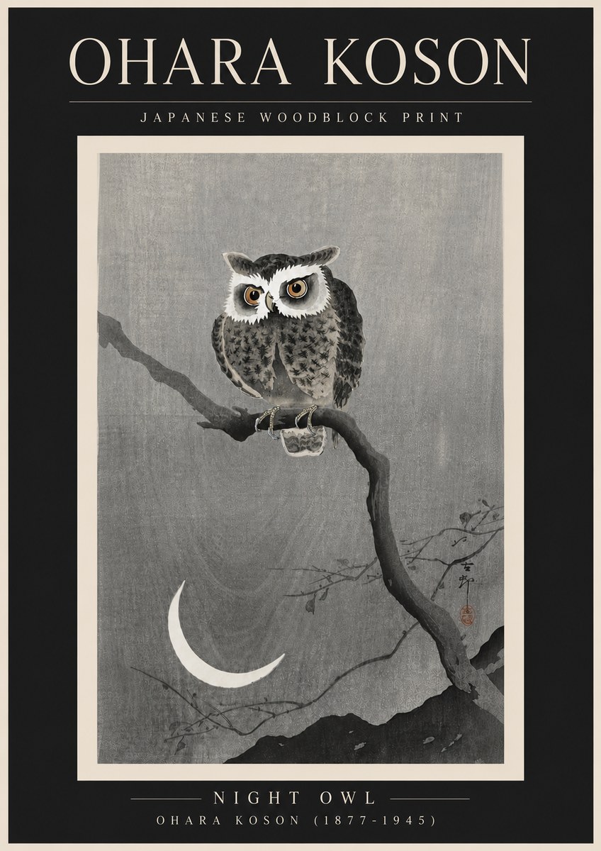 Ohara Koson Night Owl No6 - Affiche