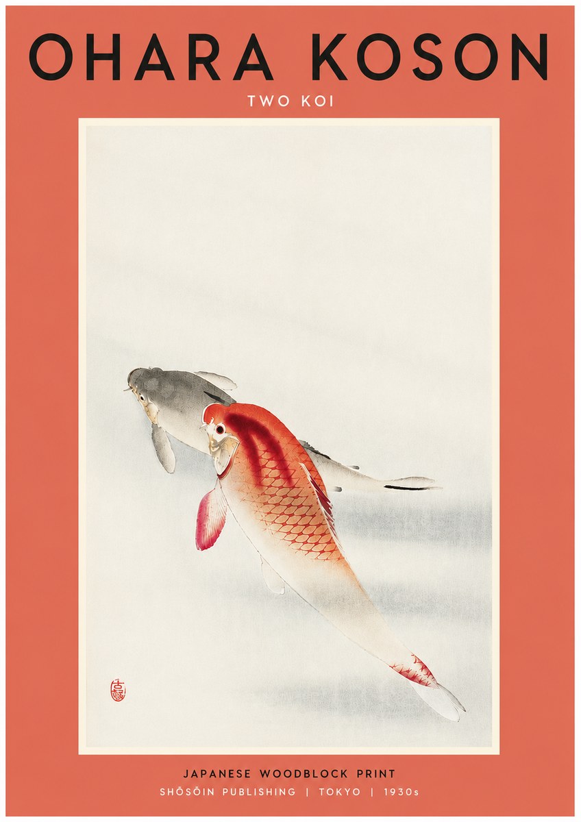 Ohara Koson Two Koi II No4 - Affiche