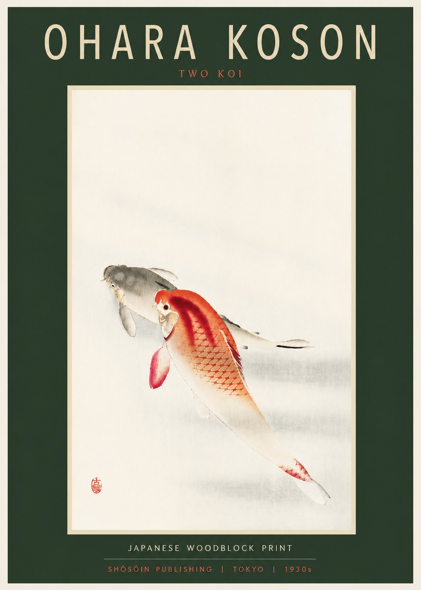 Ohara Koson Two Koi II No6 - Affiche