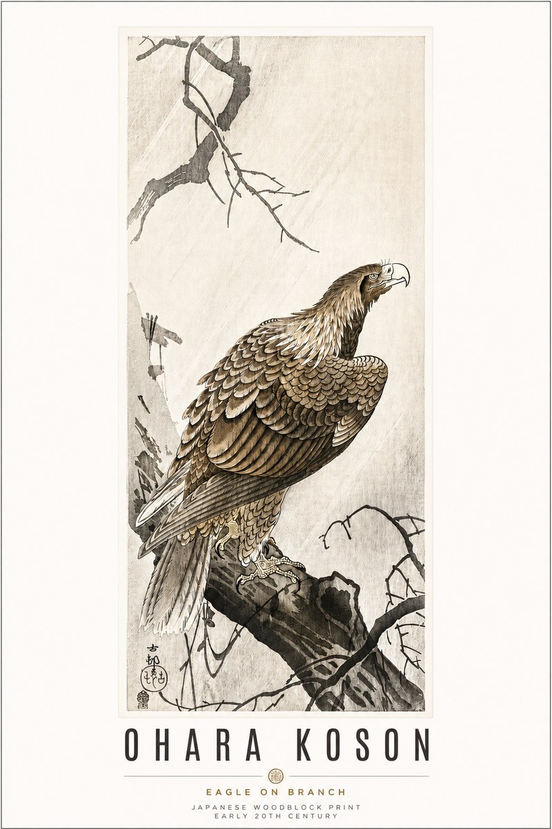 Ohara Koson Eagle on Branch No3 - Affiche