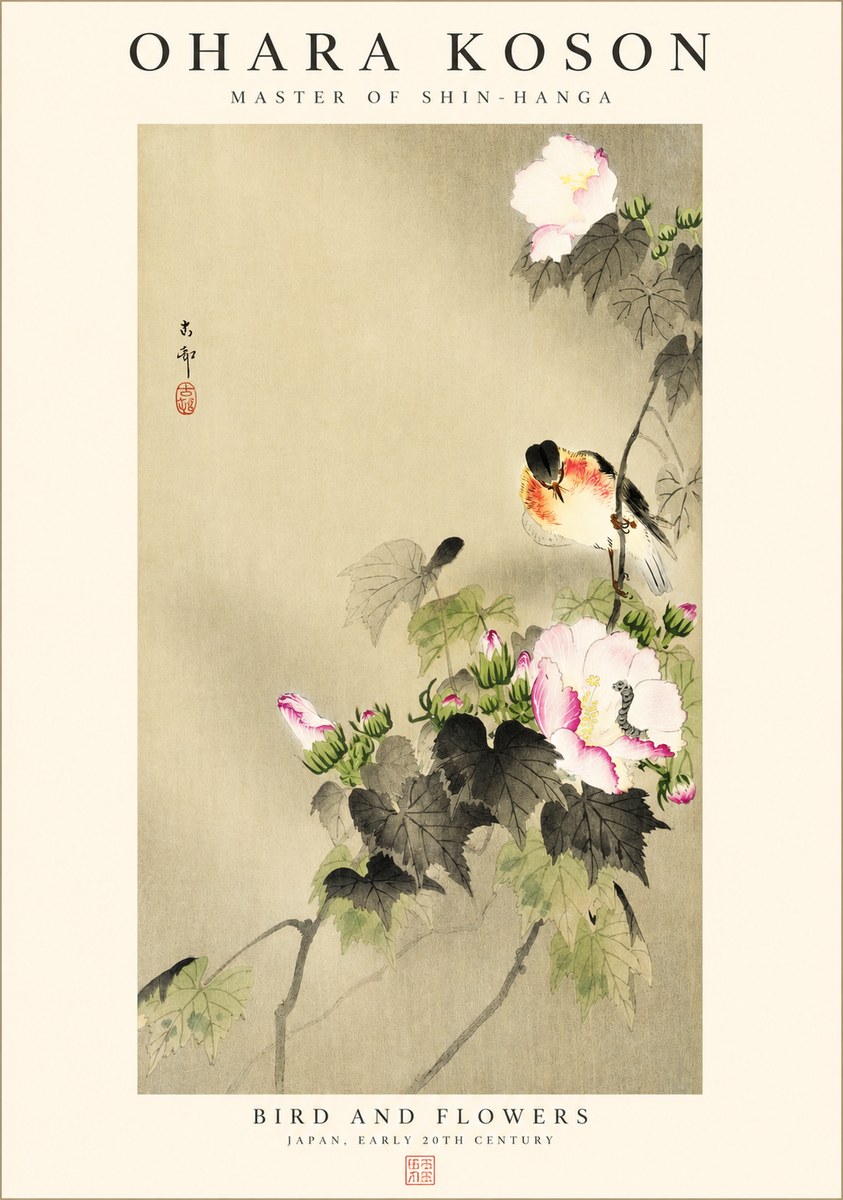 Ohara Koson Bird and Flowers No1 - Affiche
