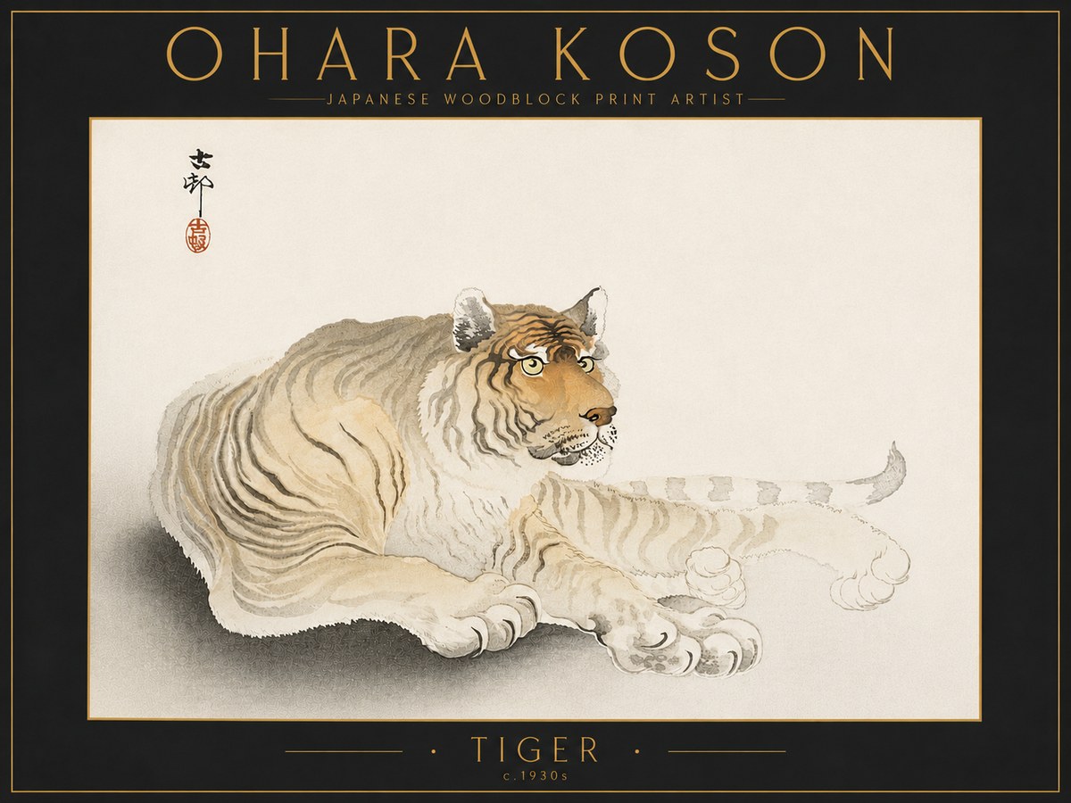 Ohara Koson Tiger No5 - Affiche
