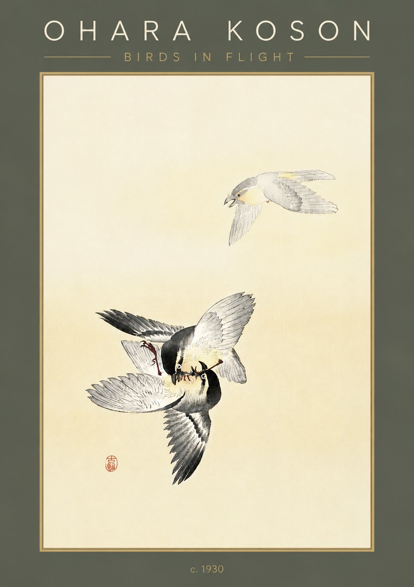 Ohara Koson Birds in Flight No5 - Affiche