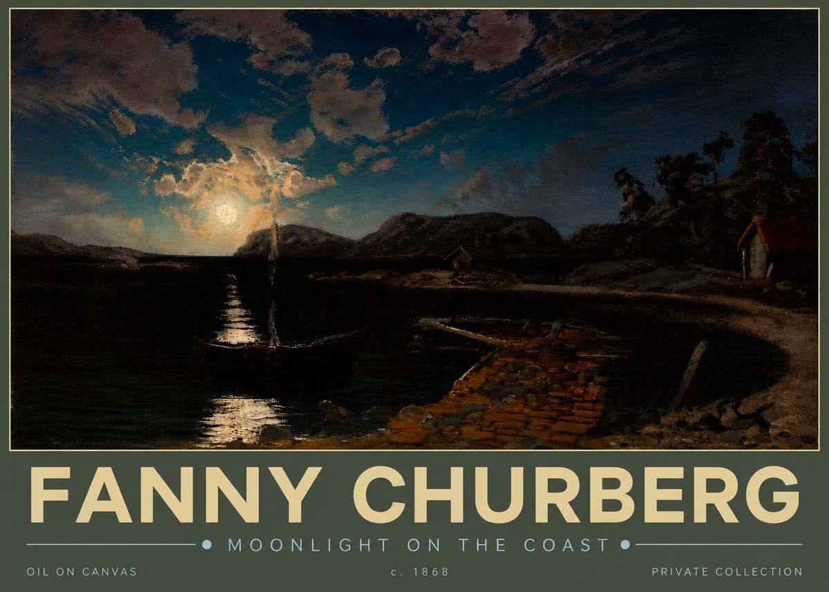 Fanny Churberg Moonlight on the Coast No5 - Affiche