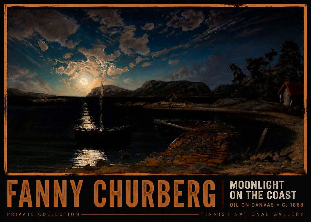 Fanny Churberg Moonlight on the Coast No6 - Affiche