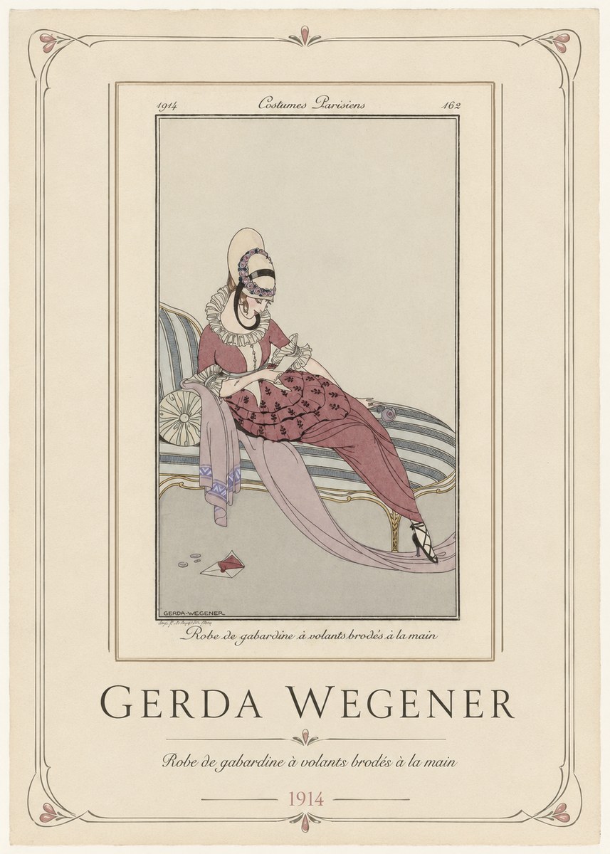 Gerda Wegener Robe De Gabardine À Volants Brodés À La Main I No1 - Affiche