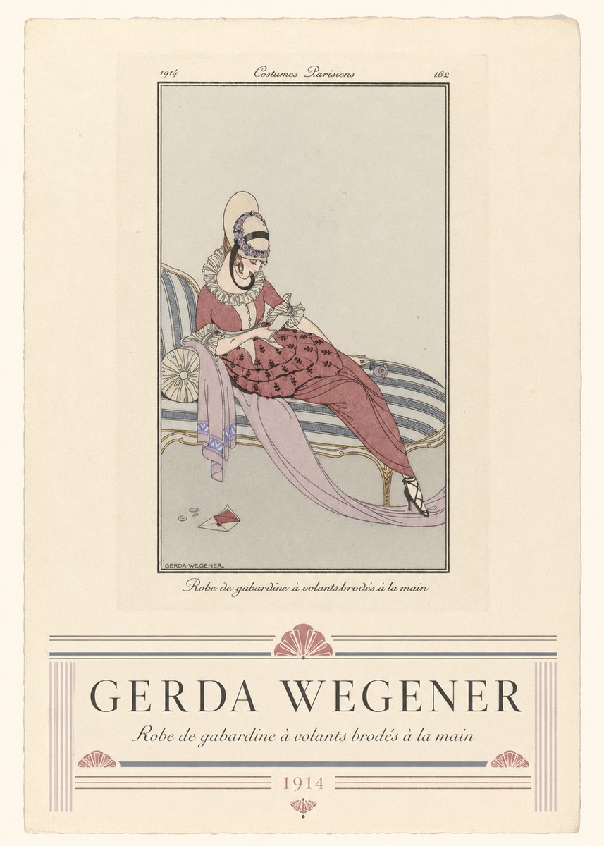 Gerda Wegener Robe De Gabardine À Volants Brodés À La Main I No3 - Affiche