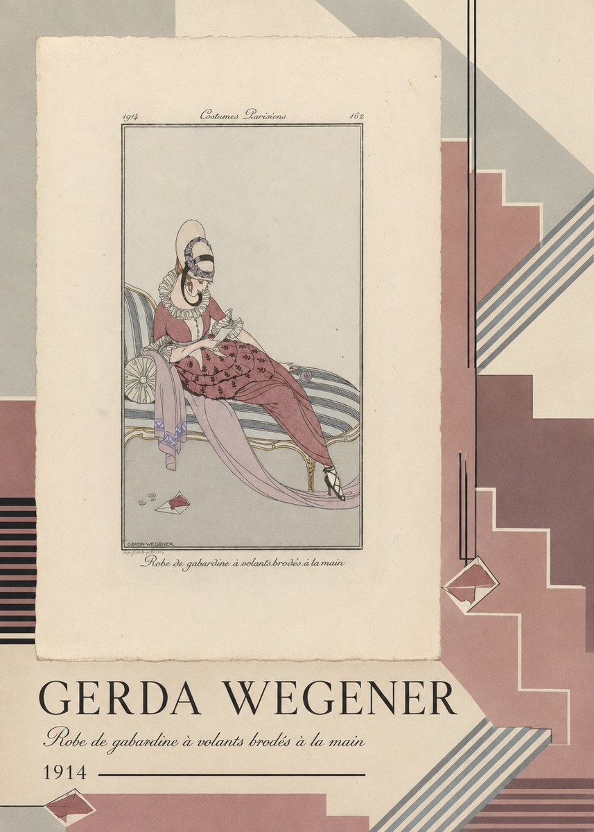 Gerda Wegener Robe De Gabardine À Volants Brodés À La Main I No4 - Affiche