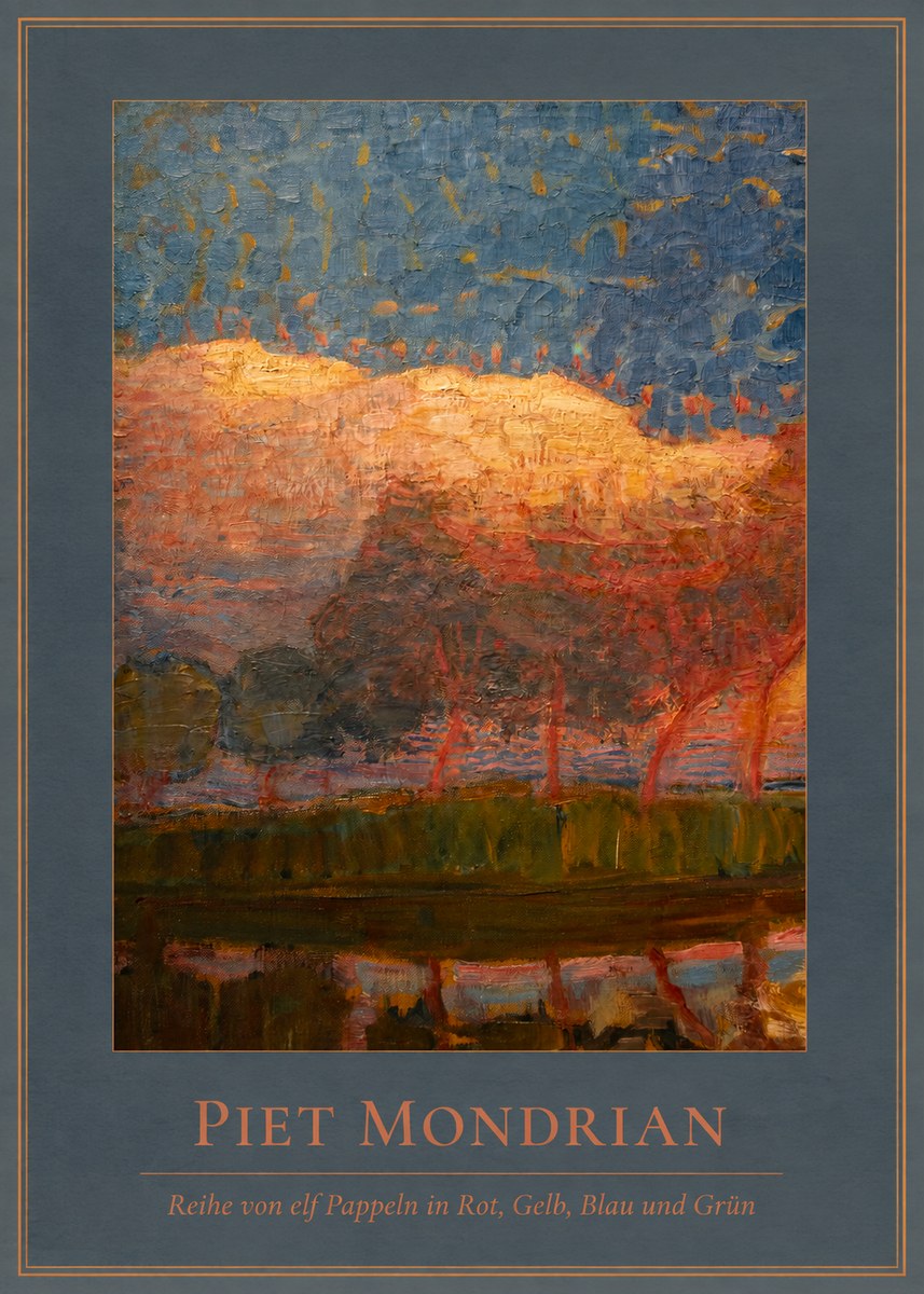 Piet Mondrian Reihe Von Elf Pappeln in Rot, Gelb, Blau Und Grün No4 - Affiche