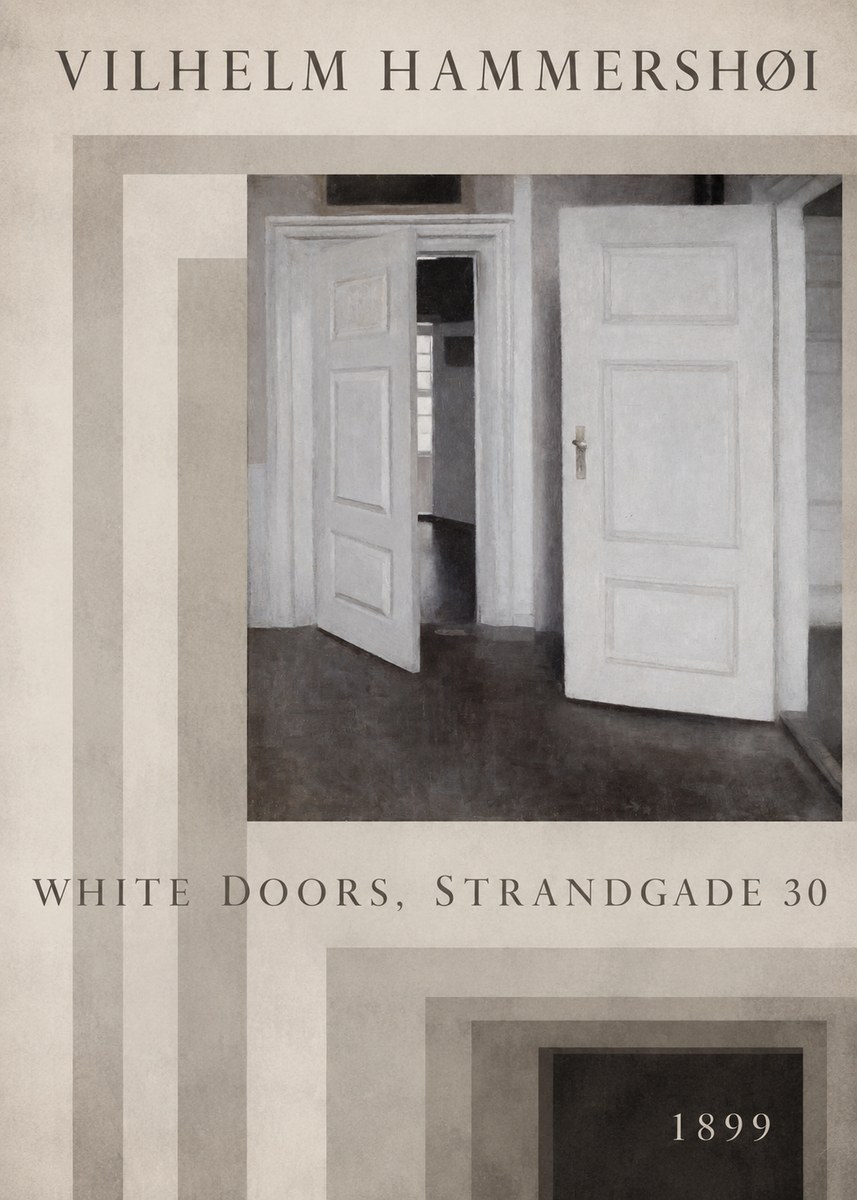 Vilhelm Hammershøi White Doors, Strandgade 30 No5 - Affiche