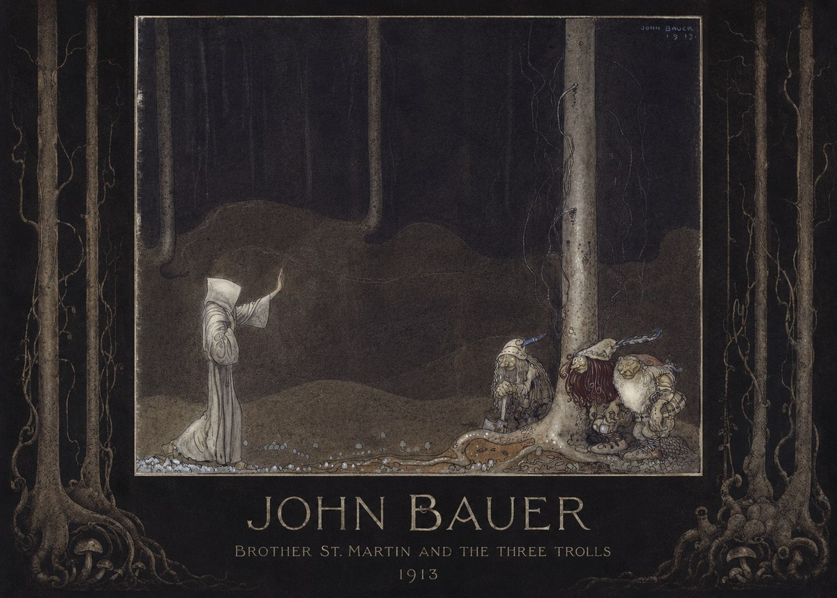 John Bauer Brother St. Martin and the Three Trolls No2 - Affiche
