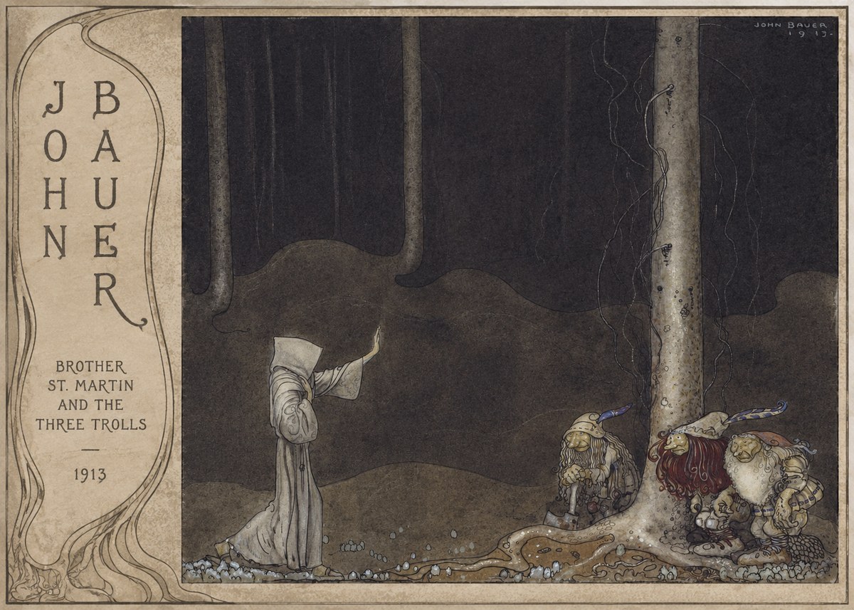 John Bauer Brother St. Martin and the Three Trolls No3 - Affiche