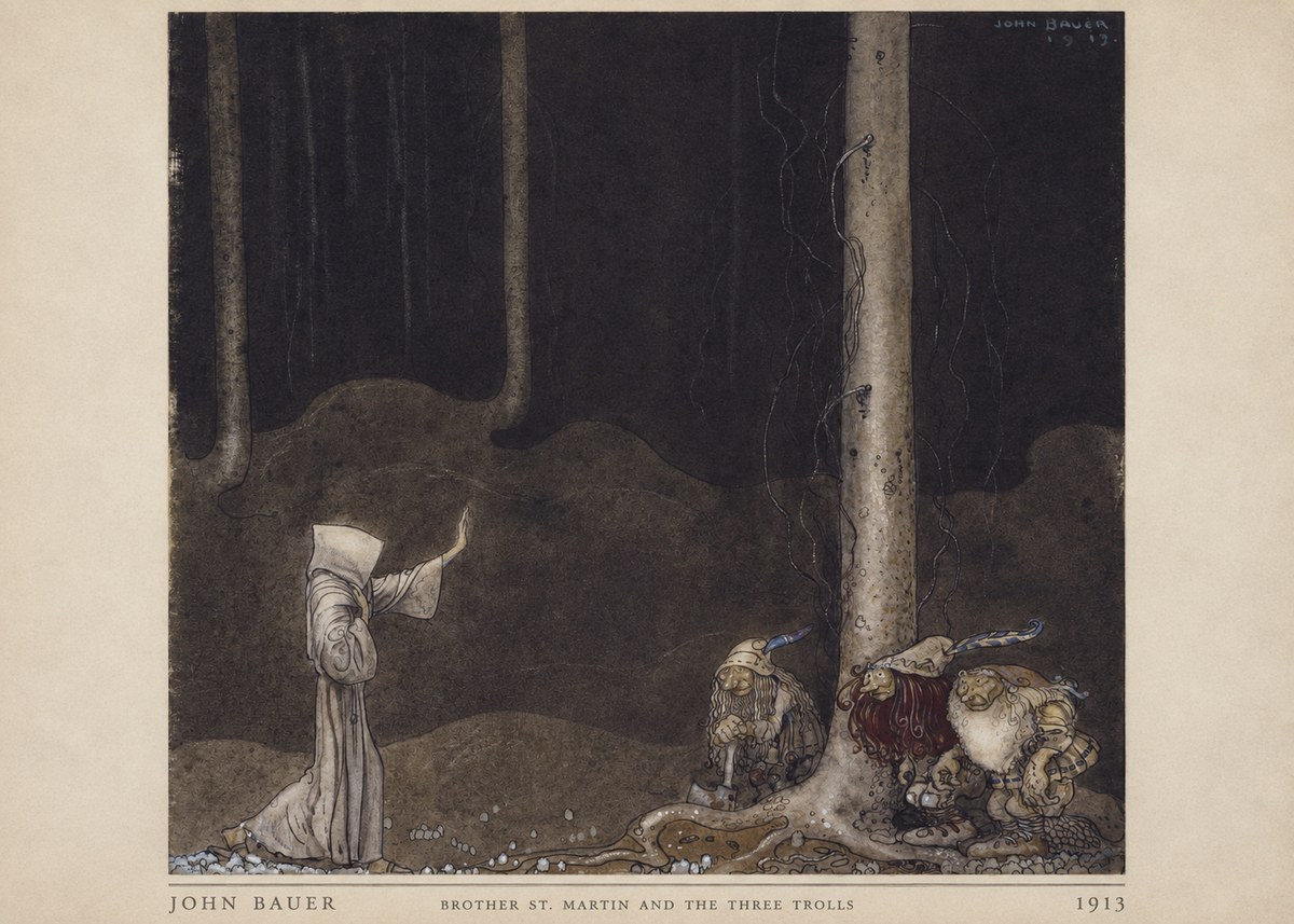 John Bauer Brother St. Martin and the Three Trolls No4 - Affiche