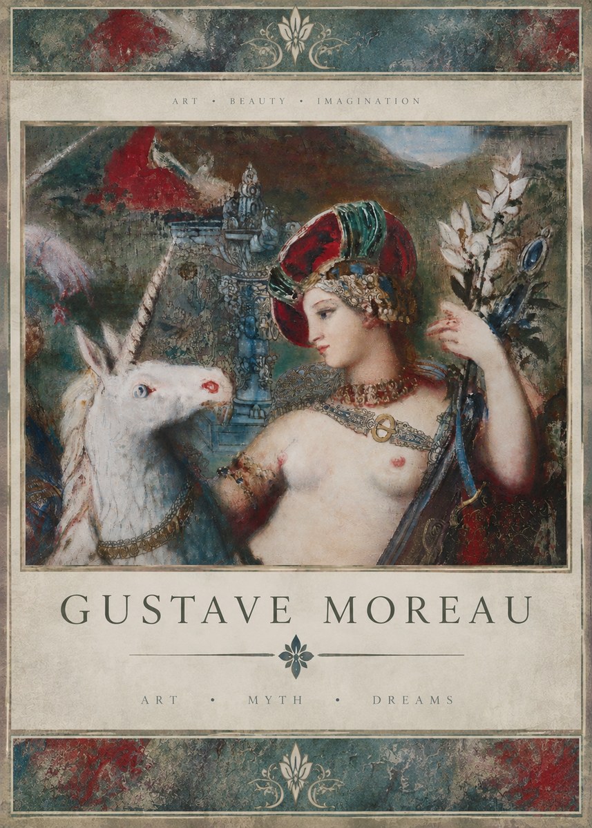 Gustave Moreau The Unicorns I No4 - Affiche