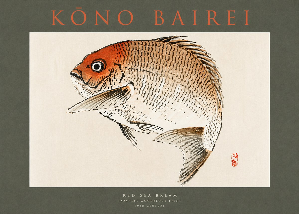 Kōno Bairei Red Sea Bream No2 - Affiche