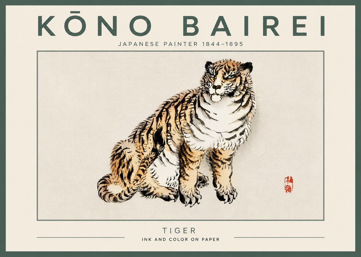Kōno Bairei Tiger No4 - Affiche