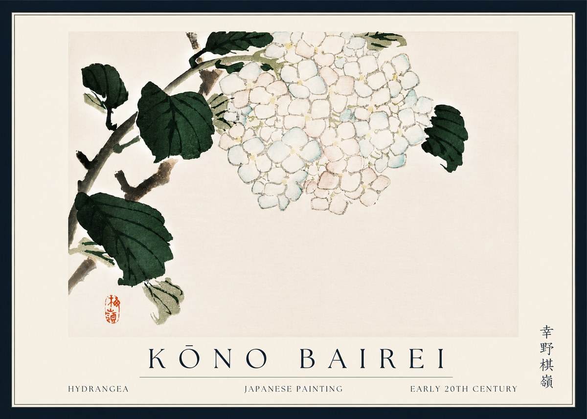 Kōno Bairei Hydrangea No5 - Affiche