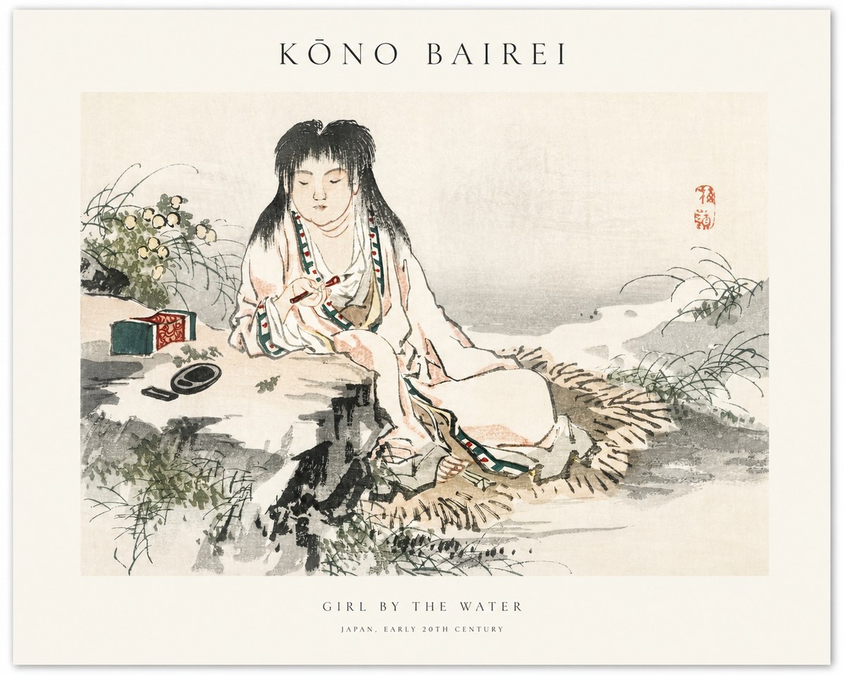 Kōno Bairei Girl by the Water No1 - Affiche
