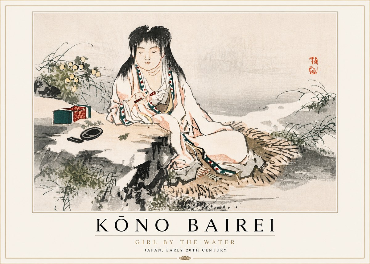 Kōno Bairei Girl by the Water No5 - Affiche