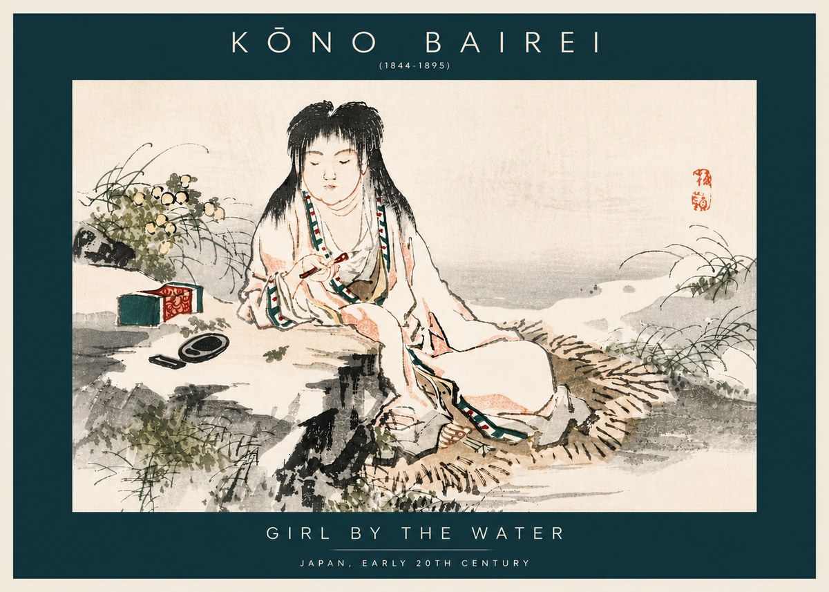 Kōno Bairei Girl by the Water No6 - Affiche