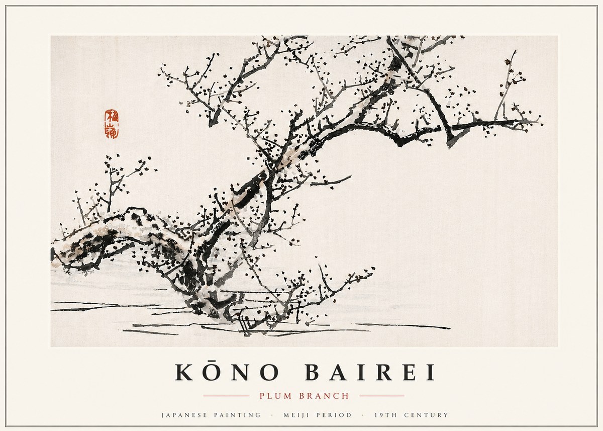 Kōno Bairei Plum Branch No6 - Affiche