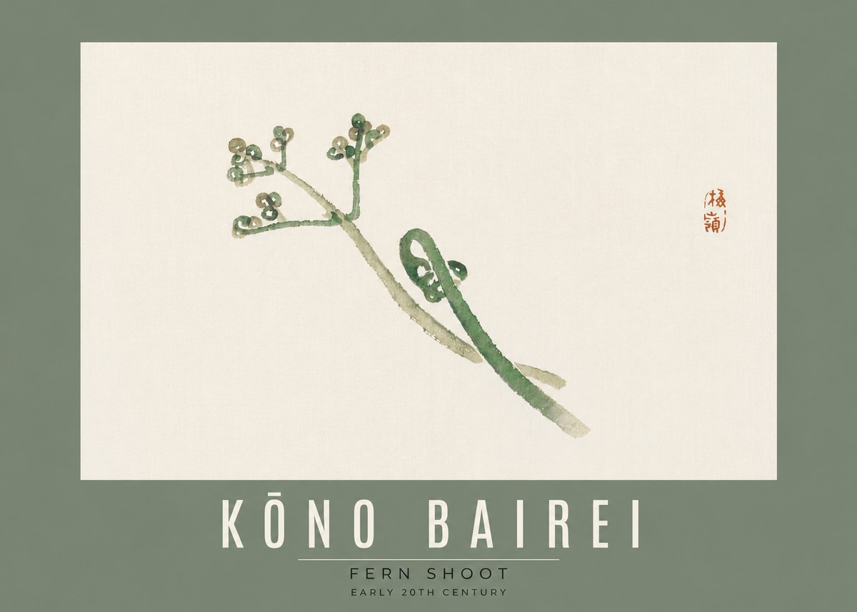 Kōno Bairei Fern Shoot No4 - Affiche