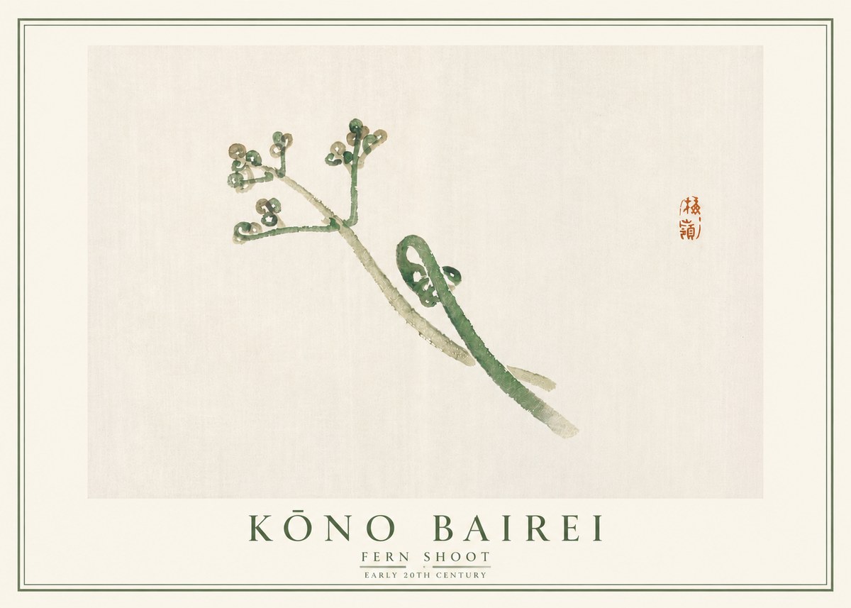Kōno Bairei Fern Shoot No5 - Affiche