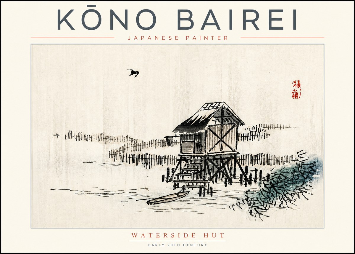 Kōno Bairei Waterside Hut No2 - Affiche