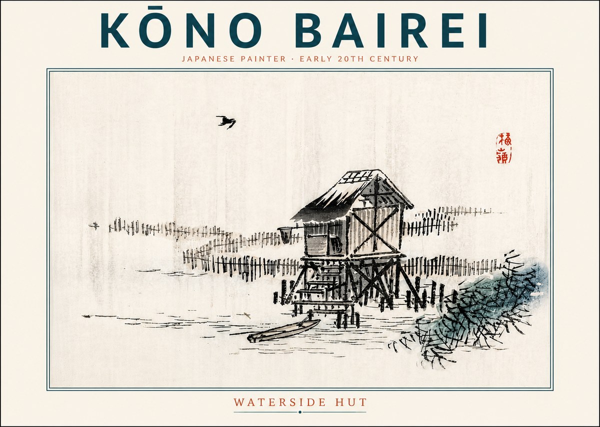 Kōno Bairei Waterside Hut No4 - Affiche