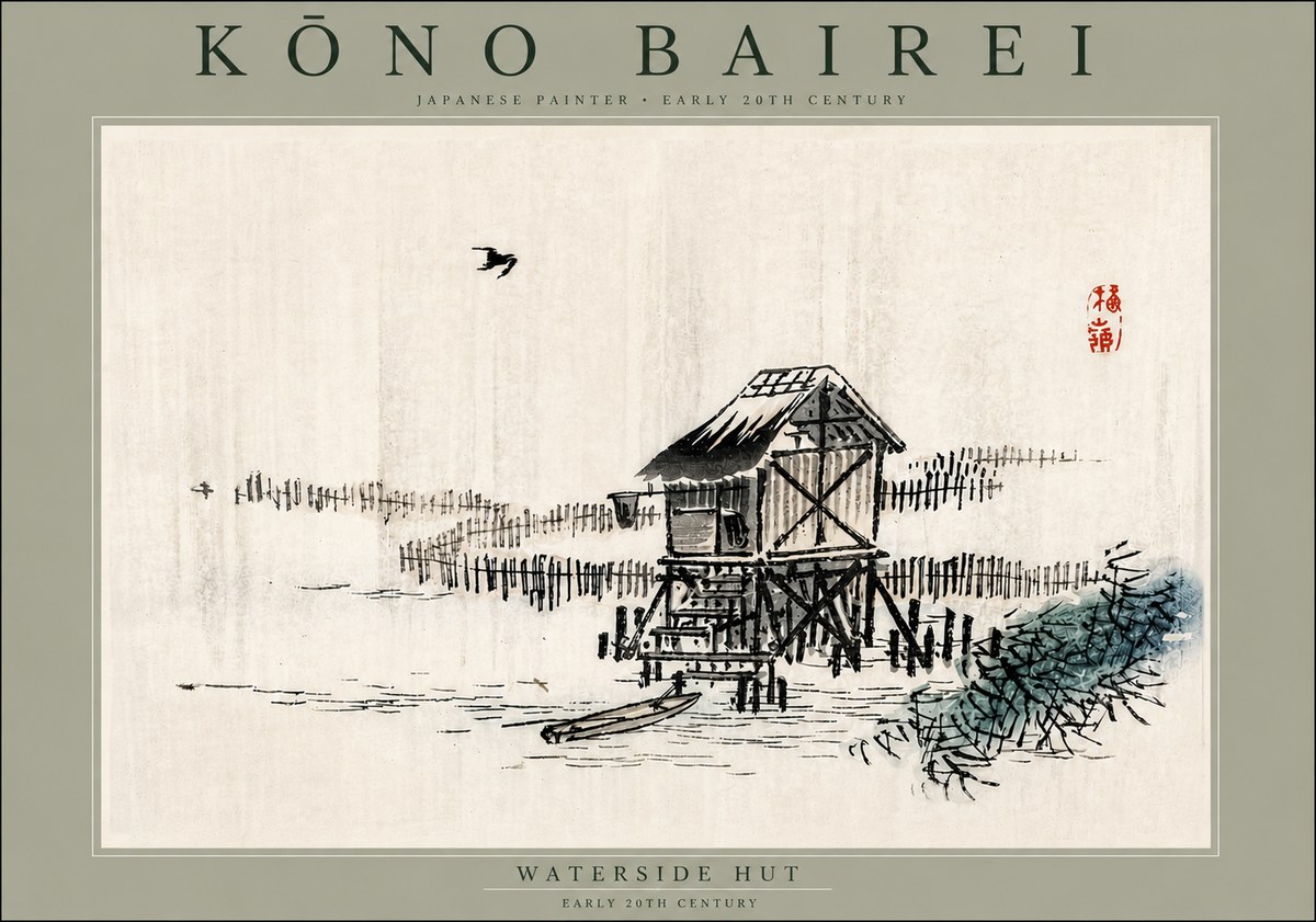 Kōno Bairei Waterside Hut No6 - Affiche