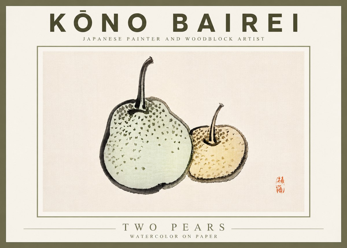 Kōno Bairei Two Pears No5 - Affiche