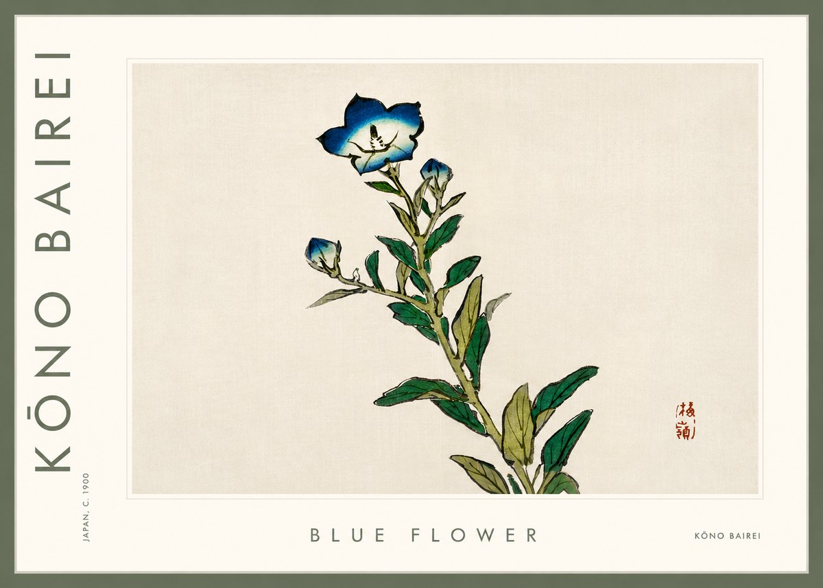 Kōno Bairei Blue Flower No3 - Affiche