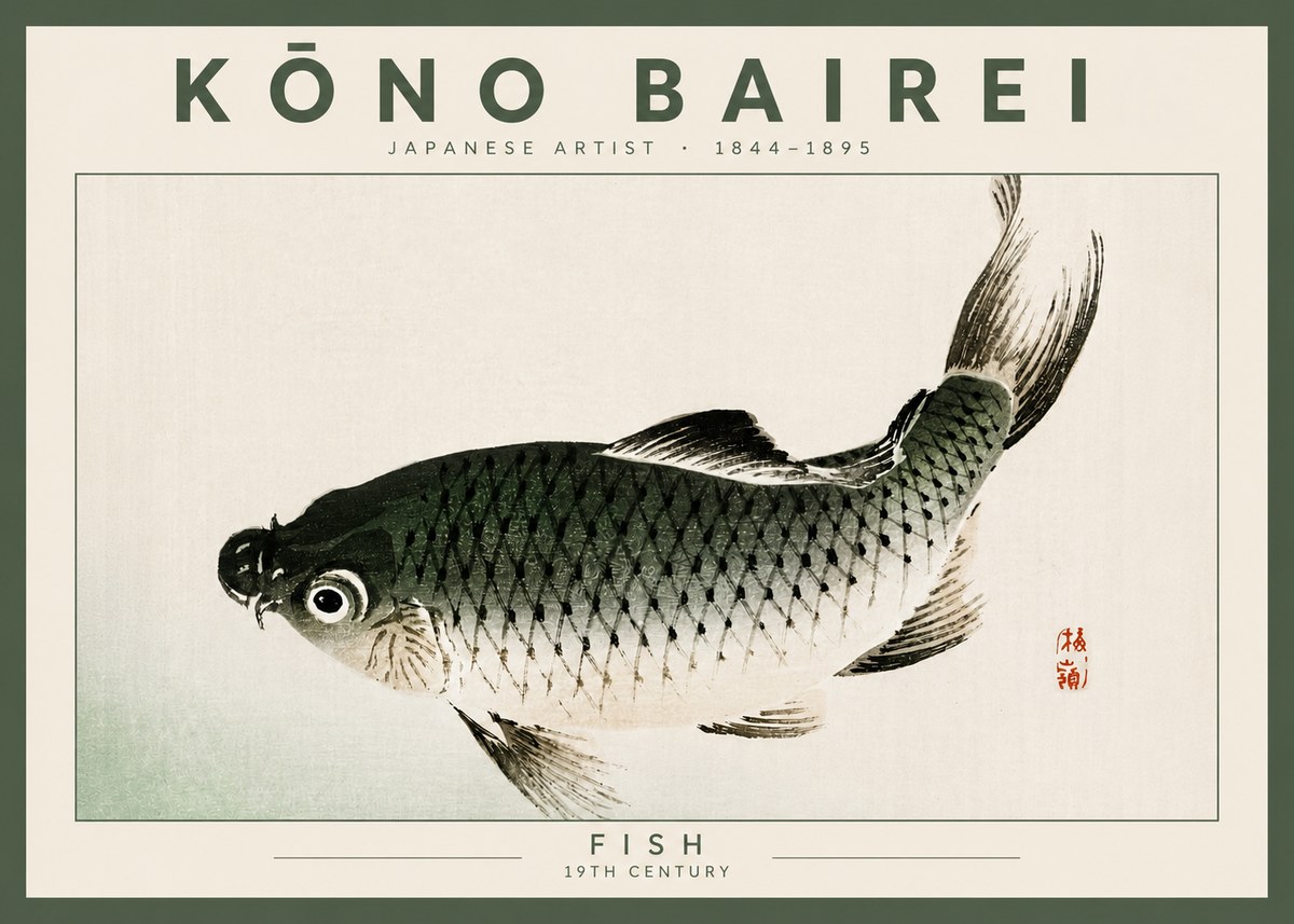 Kōno Bairei Fish I No4 - Affiche