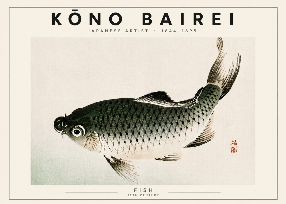 Kōno Bairei Fish I No5 - Affiche